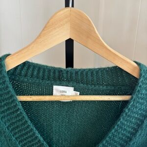 Luna Ivy Green 3D Gold Bow Ugly Christmas Cardigan Oversized Women’s Small NWT